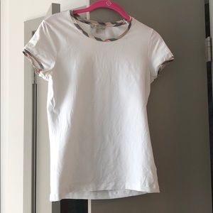 Burberry White Short Sleeve Tee W/ Signature Trim